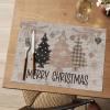 Artoid Mode Red Pine Trees Balls Christmas Vinyl Placemats Set of 4, 12×18 Inch Wipeable Winter PVC Woven Table Mats for Party Kitchen Dining Decor(Beige/Yellow)
