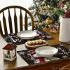 Artoid Mode Red Snowman Let It Snow Winter Placemats Set of 4, 15 Inch Seasonal Christmas Xmas Round Table Mats for Dining Decoration(Black)