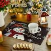 Artoid Mode Red Snowman Let It Snow Winter Placemats Set of 4, 15 Inch Seasonal Christmas Xmas Round Table Mats for Dining Decoration(Black)