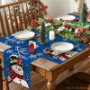 Artoid Mode Red Snowman Let It Snow Winter Placemats Set of 4, 15 Inch Seasonal Christmas Xmas Round Table Mats for Dining Decoration(Blue)