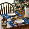 Artoid Mode Red Snowman Let It Snow Winter Placemats Set of 4, 15 Inch Seasonal Christmas Xmas Round Table Mats for Dining Decoration(Blue)
