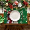 Artoid Mode Red Snowman Let It Snow Winter Placemats Set of 4, 15 Inch Seasonal Christmas Xmas Round Table Mats for Dining Decoration(Green)