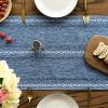 Artoid Mode Sage Green Rustic Cotton Linen Table Runner, Seasonal Embroidered Hollow Kitchen Dining Table Decoration for Home Party Decor 13×72 Inch(Blue)