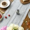 Artoid Mode Sage Green Rustic Cotton Linen Table Runner, Seasonal Embroidered Hollow Kitchen Dining Table Decoration for Home Party Decor 13×72 Inch(Grey)