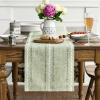 Artoid Mode Sage Green Rustic Cotton Linen Table Runner, Seasonal Embroidered Hollow Kitchen Dining Table Decoration for Home Party Decor 13×72 Inch(Sage Green)