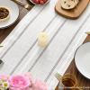 Artoid Mode Sage Green Rustic Cotton Linen Table Runner, Seasonal Embroidered Hollow Kitchen Dining Table Decoration for Home Party Decor 13×72 Inch(White)