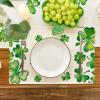 Artoid Mode Shamrock Clover Lucky Irish St. Patrick’s Day Placemats Set of 4, 12×18 Inch Seasonal Spring Table Mats for Party Kitchen Dining Decoration(Beige)
