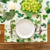 Artoid Mode Shamrock Clover Lucky St. Patrick’s Day Placemats Set of 4, 12×18 Inch Seasonal Holiday Table Mats for Party Kitchen Dining Decoration(Beige)