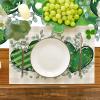 Artoid Mode Shamrock Eucalyptus Heart St. Patrick’s Day Placemats Set of 4, 12×18 Inch Seasonal Spring Table Mats for Party Kitchen Dining Decoration(Beige)