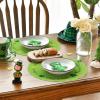 Artoid Mode Shamrock St. Patrick’s Day Round Placemats Set of 4,14 Inch Seasonal Holiday Farmhouse Table Mats for Party Kitchen Dining Decoration(Green)