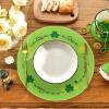Artoid Mode Shamrock St. Patrick’s Day Round Placemats Set of 4,14 Inch Seasonal Holiday Farmhouse Table Mats for Party Kitchen Dining Decoration(Green)