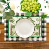 Artoid Mode Shamrocks St.Patrick’s Day Placemats Set of 4, 12×18 Inch Holiday Buffalo Plaid Dots Table Mats for Party Kitchen Dining Decoration(Green)