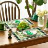 Artoid Mode Shamrocks St.Patrick’s Day Placemats Set of 4, 12×18 Inch Holiday Buffalo Plaid Dots Table Mats for Party Kitchen Dining Decoration(Green)