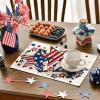 Artoid Mode Silver Beads Stars Patriotic 4th of July Placemats Set of 4, 12×18 Inch Memorial Day Table Mats for Party Kitchen Dining Decoration(Beige)