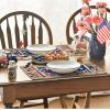 Artoid Mode Silver Beads Stars Patriotic 4th of July Placemats Set of 4, 12×18 Inch Memorial Day Table Mats for Party Kitchen Dining Decoration(Wood)