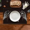 Artoid Mode Skeleton Hand Halloween Placemats Set of 4, 12×18 Inch Fall Floral Spider Table Mats for Party Kitchen Dining Decoration(Black/Beige)