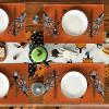 Artoid Mode Skeleton Hand Halloween Placemats Set of 4, 12×18 Inch Fall Floral Spider Table Mats for Party Kitchen Dining Decoration(Orange)