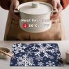 Artoid Mode Snowflakes Christmas Vinyl Placemats Set of 4, 12×18 Inch Wipeable Navy Blue Winter PVC Woven Table Mats for Party Kitchen Dining Decor(Blue)