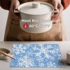 Artoid Mode Snowflakes Christmas Vinyl Placemats Set of 4, 12×18 Inch Wipeable Navy Blue Winter PVC Woven Table Mats for Party Kitchen Dining Decor(Blue/White)