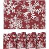 Artoid Mode Snowflakes Christmas Vinyl Placemats Set of 4, 12×18 Inch Wipeable Navy Blue Winter PVC Woven Table Mats for Party Kitchen Dining Decor(Red)