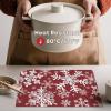 Artoid Mode Snowflakes Christmas Vinyl Placemats Set of 4, 12×18 Inch Wipeable Navy Blue Winter PVC Woven Table Mats for Party Kitchen Dining Decor(Red)