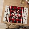 Artoid Mode Snowflakes Vinyl Christmas Placemats Set of 4, 12×18 Inch Wipeable Non-Slip PVC Place Mats for Party Kitchen Dining Decor(Beige)