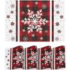 Artoid Mode Snowflakes Vinyl Christmas Placemats Set of 4, 12×18 Inch Wipeable Non-Slip PVC Place Mats for Party Kitchen Dining Decor(Red)
