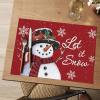 Artoid Mode Snowman Snowflakes Vinyl Christmas Placemats Set of 4, Washable Heat Resistant Plastic Winter PVC Woven Table Mats for Party Kitchen Dining Decor, 12×18 Inch(Red)