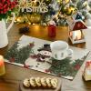 Artoid Mode Snowman Trees Snowflakes Christmas Round Placemats Set of 4, 14 Inch Black Winter Round Table Mats for Dining Decoration(Silver)