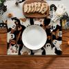 Artoid Mode Spooky Ghost Halloween Round Placemats Set of 4, 14 Inch Table Mats for Party Kitchen Dining(Black/Beige)