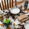 Artoid Mode Spooky Ghost Halloween Round Placemats Set of 4, 14 Inch Table Mats for Party Kitchen Dining(Black/Beige)