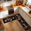 Artoid Mode Spooky Spider Web Ghosts Boo Halloween Kitchen Mats Set of 2, Home Decor Low-Profile Kitchen Rugs for Floor – 17×29 and 17×47 Inch(Black)