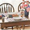 Artoid Mode Stars Fireworks 4th of July Round Placemats Set of 4,14 Inch Patriotic Memorial Day Table Mats for Party Kitchen Dining Decoration(Beige)