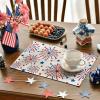 Artoid Mode Stars Fireworks 4th of July Round Placemats Set of 4,14 Inch Patriotic Memorial Day Table Mats for Party Kitchen Dining Decoration(Beige)