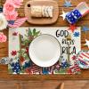 Artoid Mode Stars Stripes Cross 4th of July Round Placemats Set of 4,14 Inch Patriotic Memorial Day Table Mats for Party Kitchen Dining Decoration(Beige)