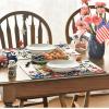 Artoid Mode Stars Stripes Cross 4th of July Round Placemats Set of 4,14 Inch Patriotic Memorial Day Table Mats for Party Kitchen Dining Decoration(Beige)