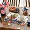 Artoid Mode Stars Stripes Cross 4th of July Round Placemats Set of 4,14 Inch Patriotic Memorial Day Table Mats for Party Kitchen Dining Decoration(Beige)