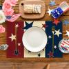 Artoid Mode Stars Stripes Patriotic 4th of July Placemats Set of 4, 12×18 Inch Independence Day Table Mats for Party Kitchen Dining Decoration