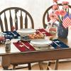 Artoid Mode Stars Stripes Patriotic 4th of July Placemats Set of 4, 12×18 Inch Independence Day Table Mats for Party Kitchen Dining Decoration