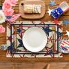 Artoid Mode Stars Stripes Patriotic 4th of July Placemats Set of 4, 12×18 Inch Memorial Day Table Mats for Party Kitchen Dining Decoration Beige(Beige)