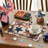 Artoid Mode Stars Stripes Patriotic 4th of July Placemats Set of 4, 12×18 Inch Memorial Day Table Mats for Party Kitchen Dining Decoration Beige(Beige)