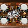 Artoid Mode Turkey Give Thanks Thanksgiving Placemats Set of 6, 12×18 Inch Seasonal Table Mats for Party Kitchen Dining Decoration(Black)