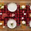 Artoid Mode Valentine Placemats Set of 4, 12×18 Inch Black Red Buffalo Plaid Hearts Truck Love Table Mats for Party Kitchen Dining Decoration