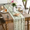 Artoid Mode White Daisy Summer Gauze Table Runner 120 Inch 10FT, Seasonal Sheer Dining Wedding Holiday Birthday Table Decor for Home Party(Green)