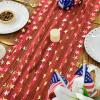 Artoid Mode White Stars Blue Gauze Table Runner 120 Inch 10FT, 4th of July Sheer Dining Wedding Holiday Birthday Table Decor for Home Party(Red)