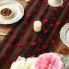Artoid Mode White and Red Heart Gauze Table Runner 120 Inch 10FT, Mother’s Day Sheer Dining Anniversary Wedding Table Decor for Home Party(Black)