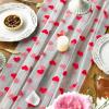 Artoid Mode White and Red Heart Gauze Table Runner 120 Inch 10FT, Mother’s Day Sheer Dining Anniversary Wedding Table Decor for Home Party(White)