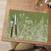 Artoid Mode Wildflower Vinyl Placemats Set of 4, Washable Non-Slip Plastic PVC Table Mats for Spring Party Kitchen Dining Decor, 12×18 Inch(Green)