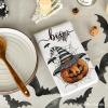 Artoid Mode Wizard Hat Pumpkin Spooky Ghost Halloween Kitchen Towels Dish Towels, 18×26 Inch Farmhouse Bat Flower Decoration Hand Towels Set of 4