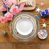 Artoid Mode Wood Stars Strip-Shaped 4th of July Round Placemats Set of 4,14 Inch Patriotic Memorial Day Table Mats for Party Kitchen Dining Decoration(Wood)